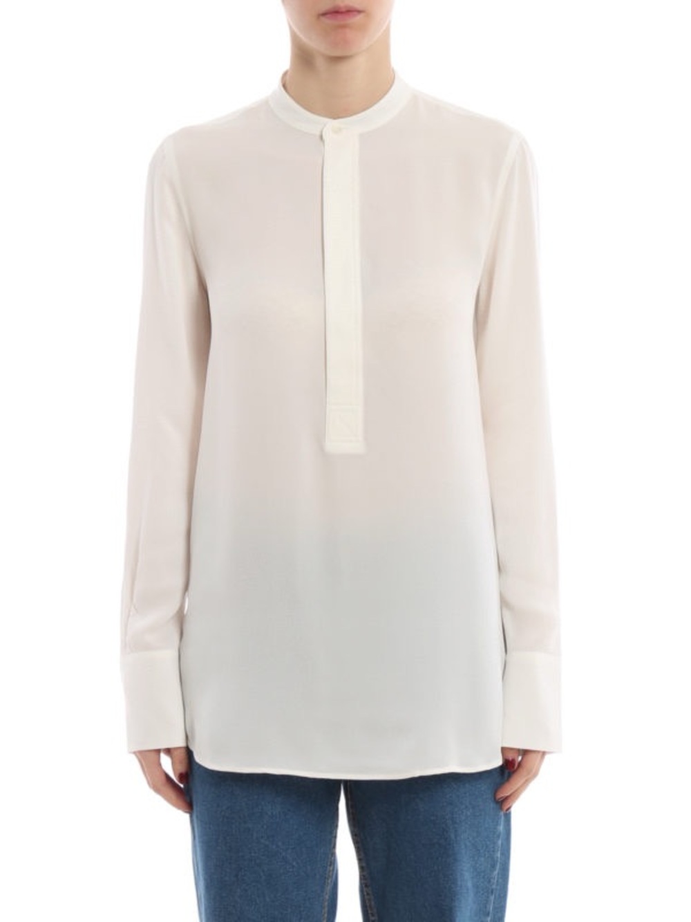 Polo Ralph Lauren classic ivory silk split neck popover blouse